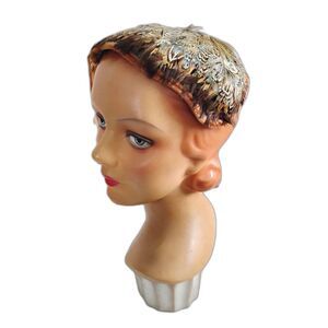 1950s Vintage Natural Pheasant Feather Cocktail Hat